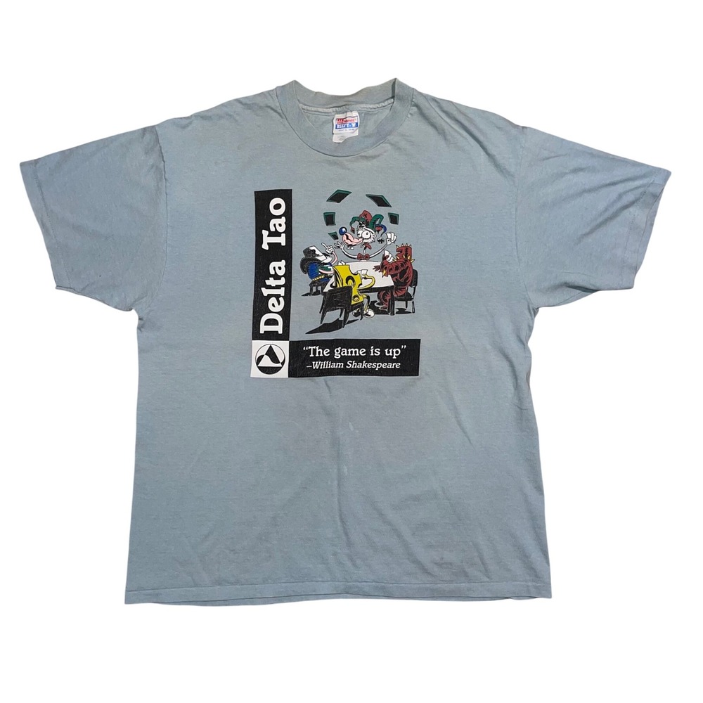 Vintage Hanes‎ Beefy-T Delta Tao Software Graphic T-Shirt Blue Mens XL 90s Tech